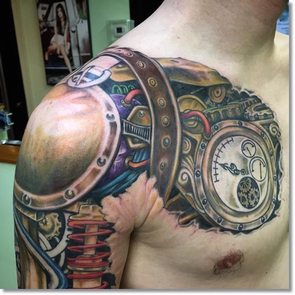 mechanical pocket watch tattoo