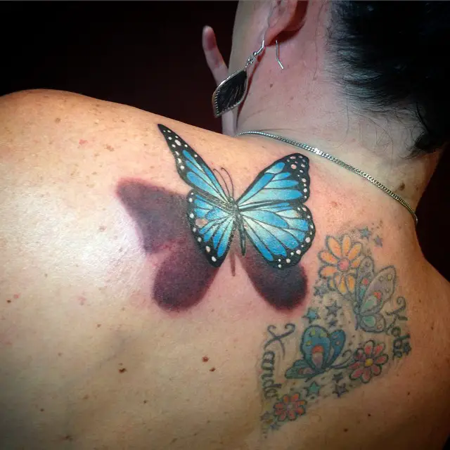 3d Butterfly Tattoos with Flowers