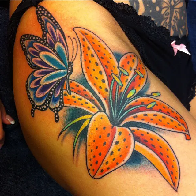 Awesome Butterfly Tattoos with Flower