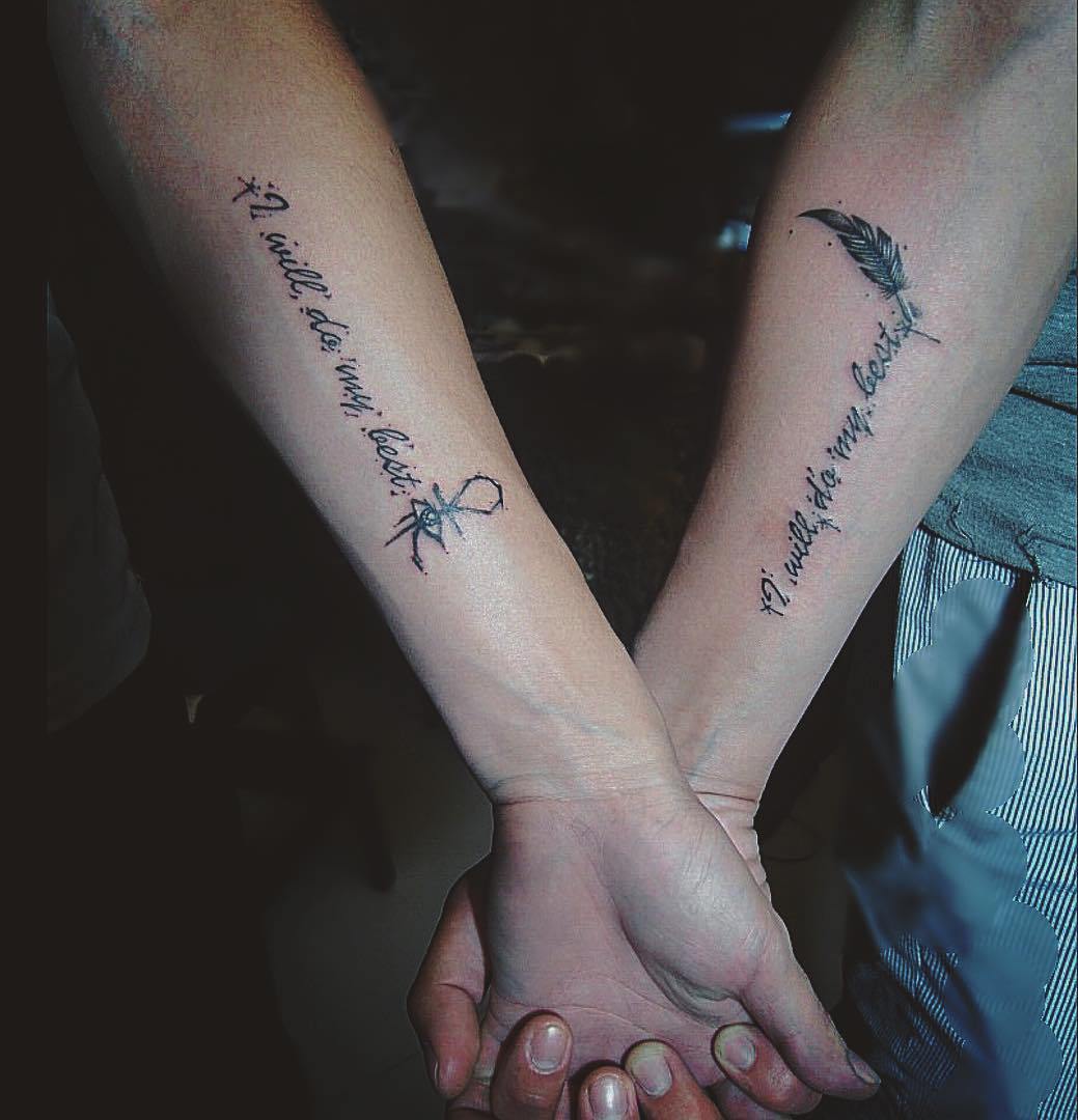 Best friend feather tattoos