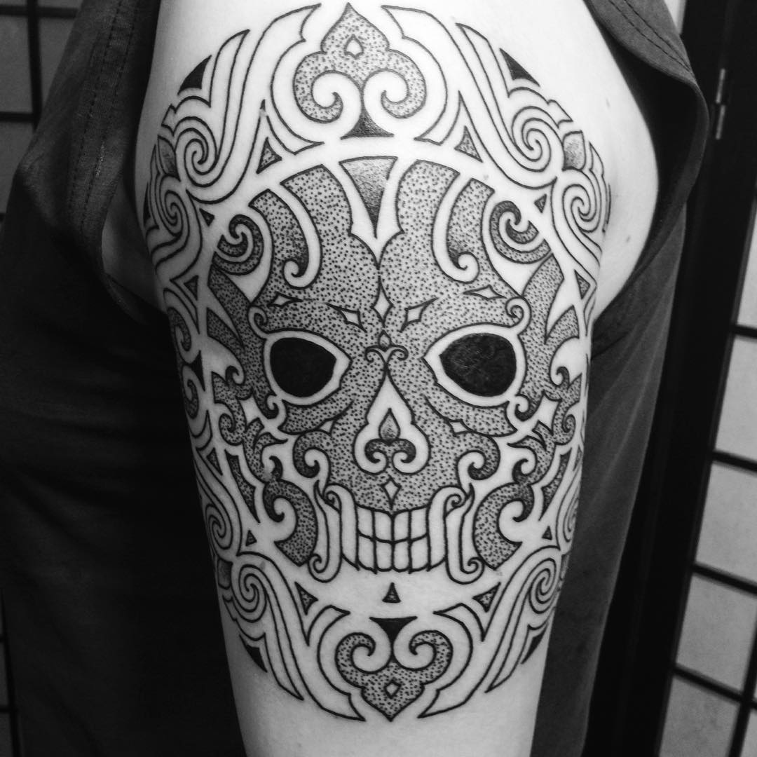 Borneo Skull Tribal Tattoos for Men