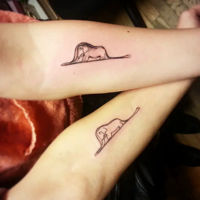 Elephant Small Tattoo for Couple