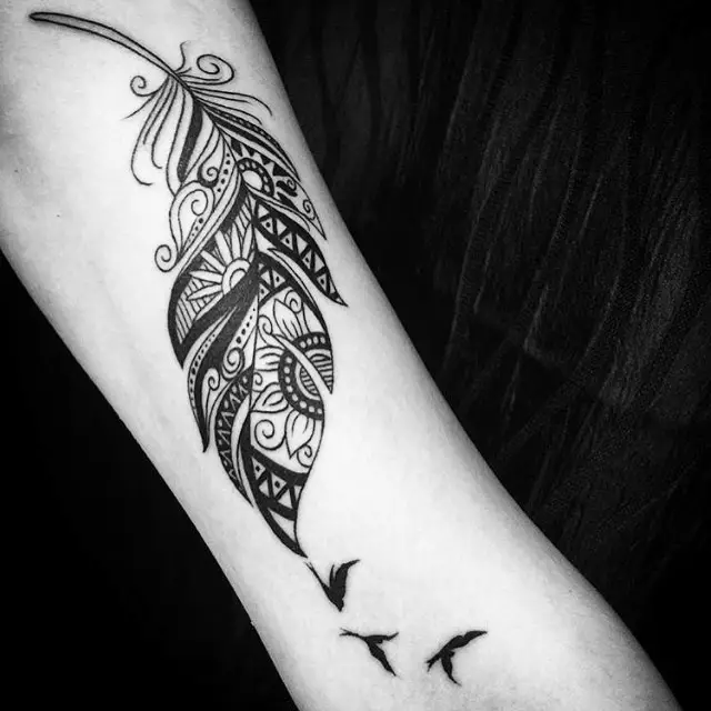 Feather and Birds Tribal Tattoos for Women