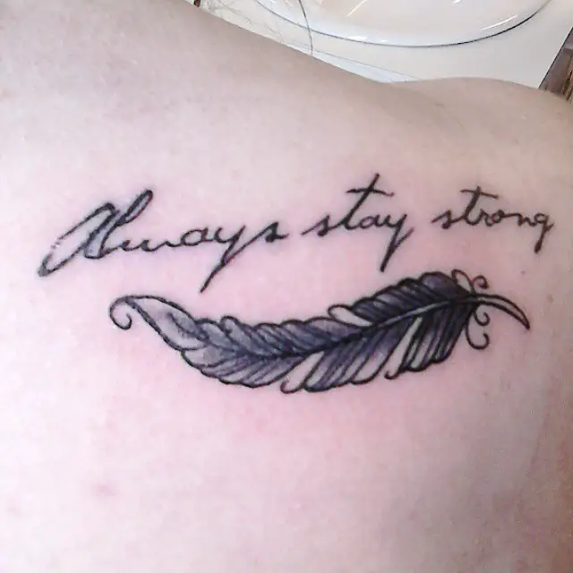 Feather tattoos on shoulder blade