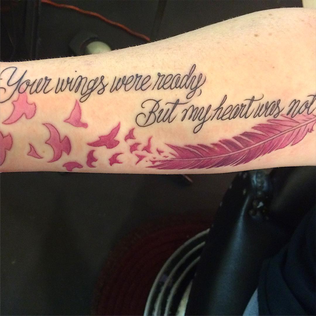 Feather tattoos with sayings