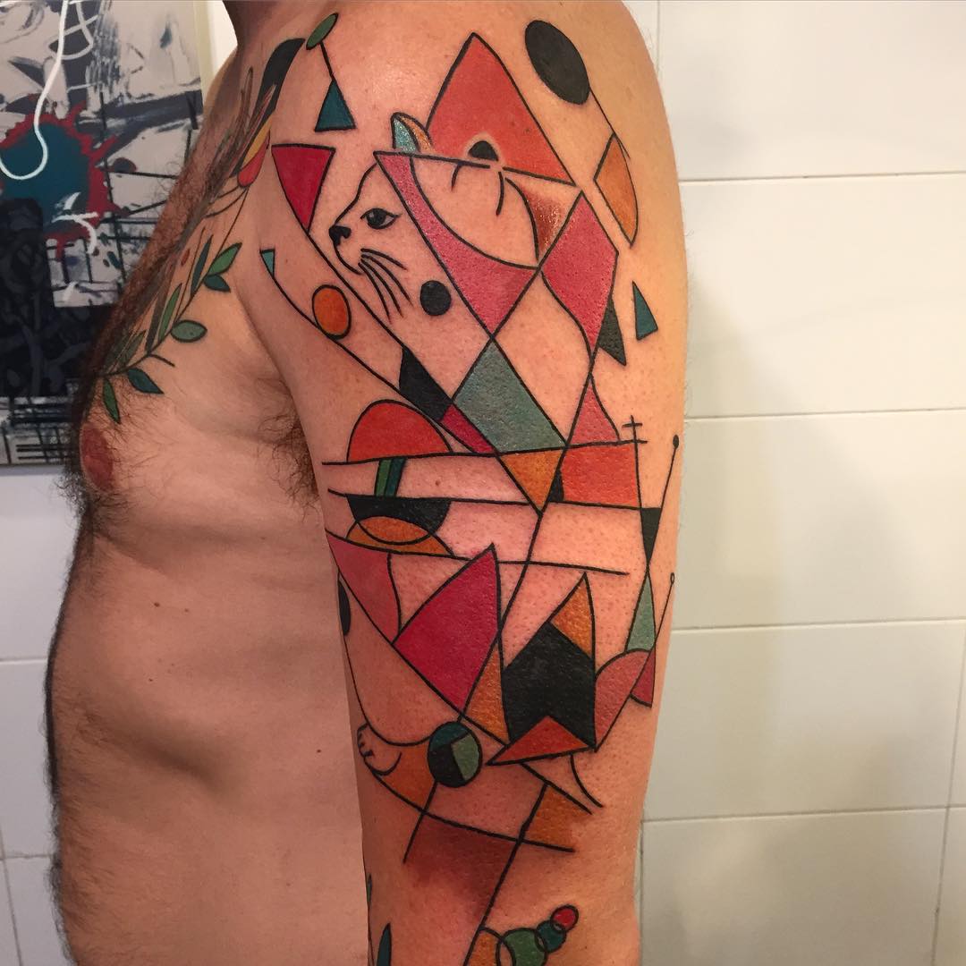 Geometric Cat Tattoo