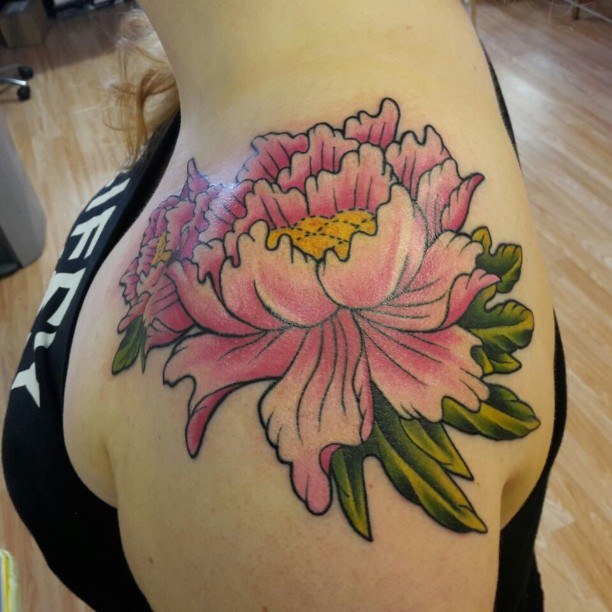 Japanese Tattoo Flower on Shoulder