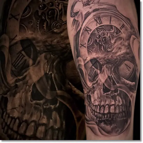 Skull pocket watch tattoo meaning