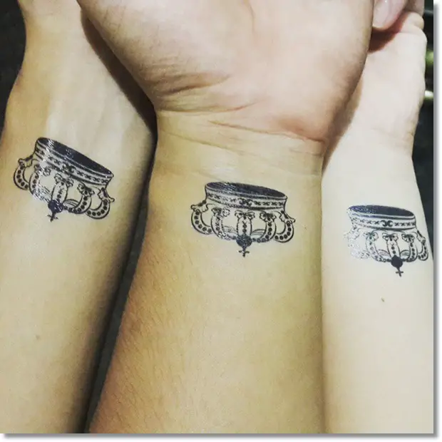 Small Crown Tattoo For Best Friend and Sisters