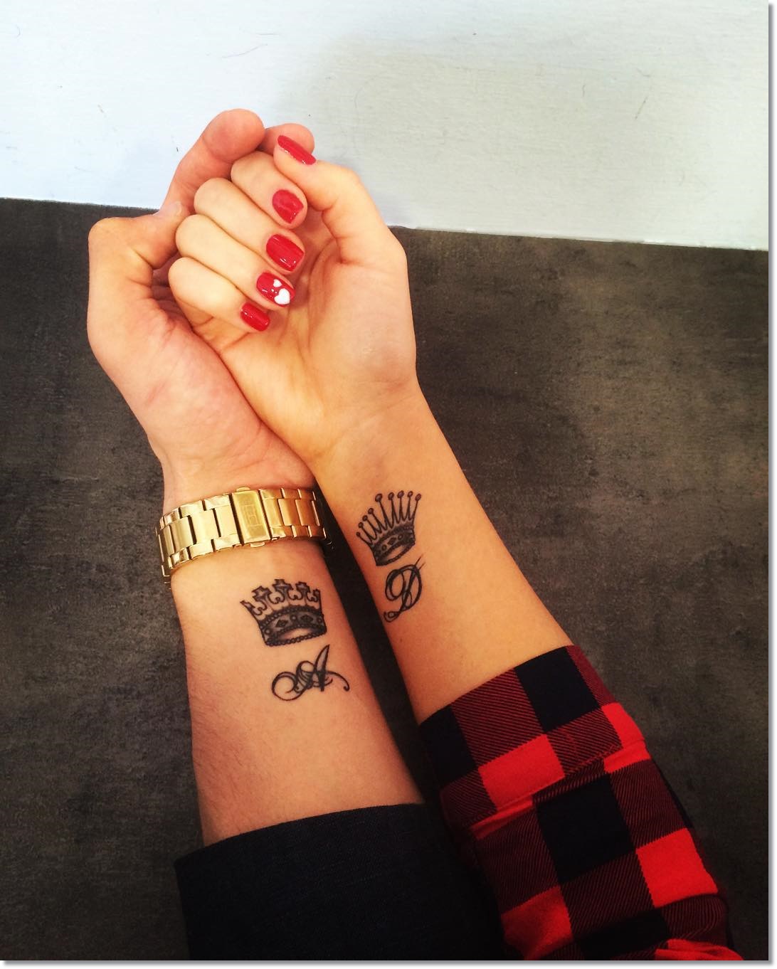 Small Crown Tattoo on Wrist for Couples