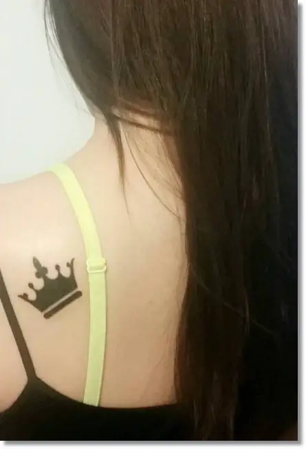 Small Crown Tattoo for Women on Shoulder