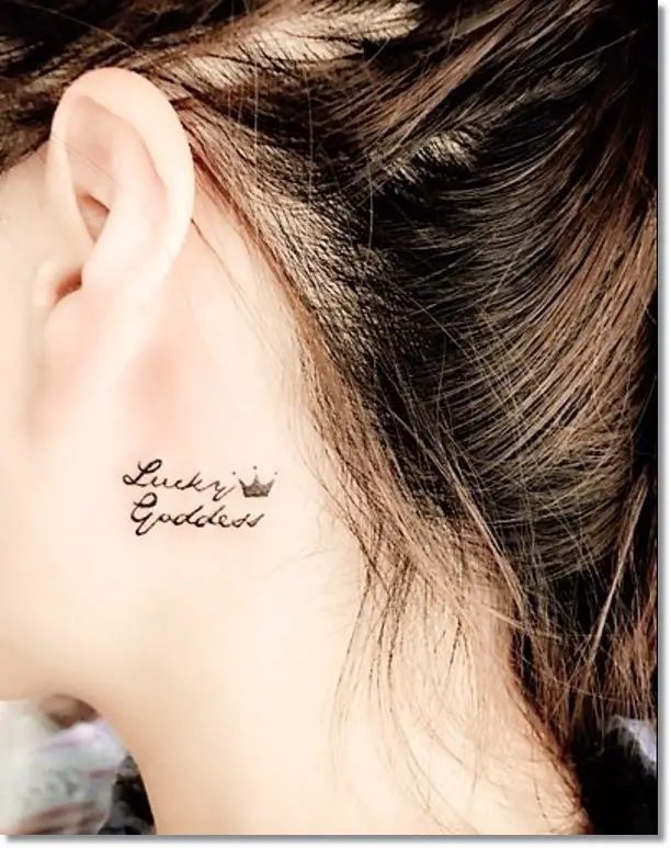 Small Crown Tattoo on Neck for Women