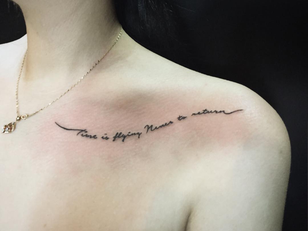 Time is flying never to return quote on collar bone