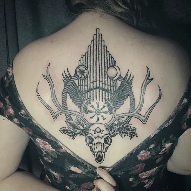Womens Deer Skull Tattoos on Back