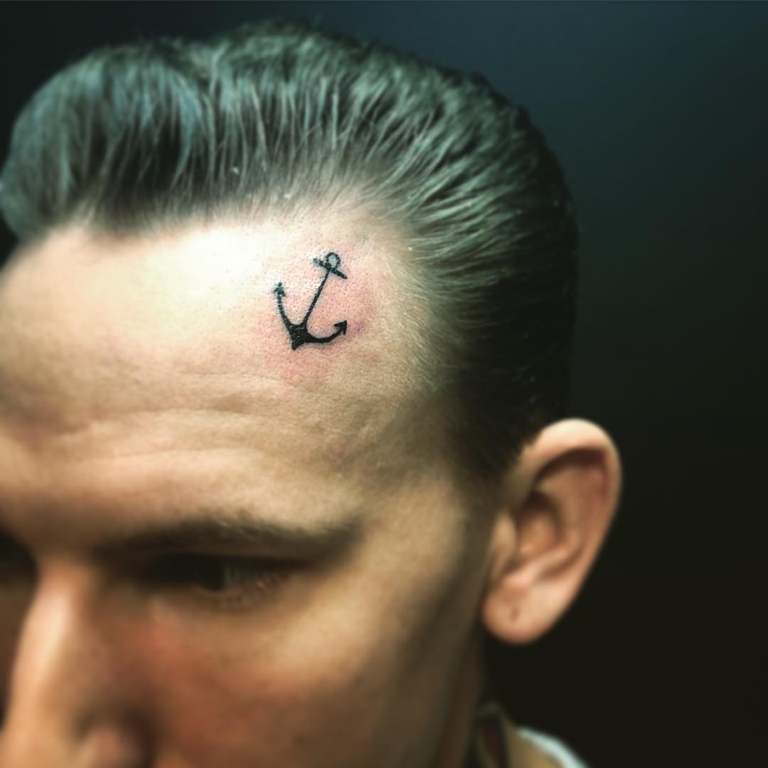anchor tattoo on head