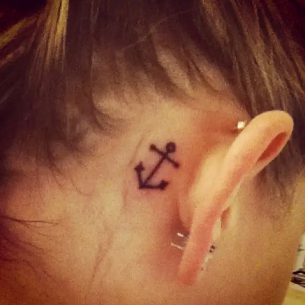 anchor tattoos behind ear