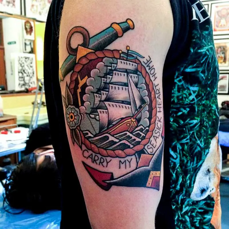 anchor tattoos with a ship