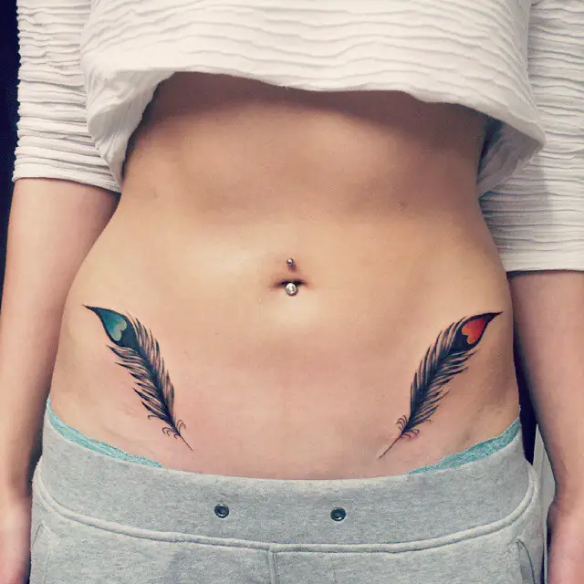 Beautiful feather tattoos for women