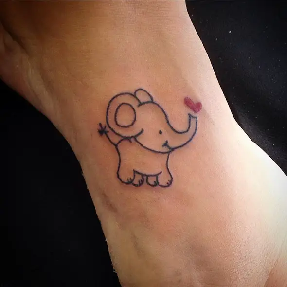 black and grey small elephant tattoo design