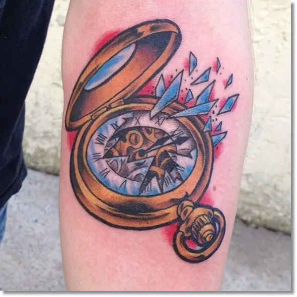 broken antique pocket watch tattoo designs