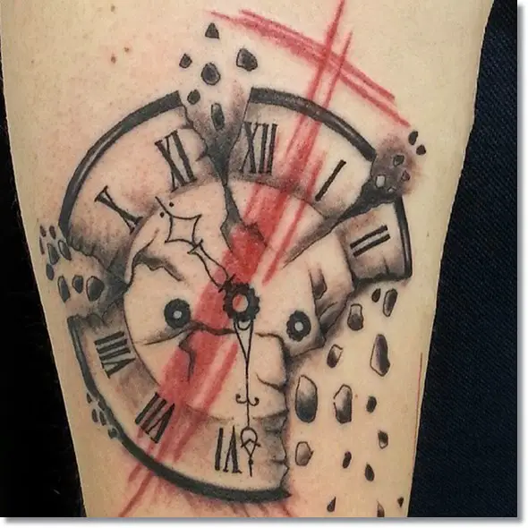 broken pocket watch drawing tattoo