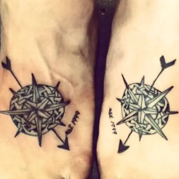 brother and sister compass tattoos