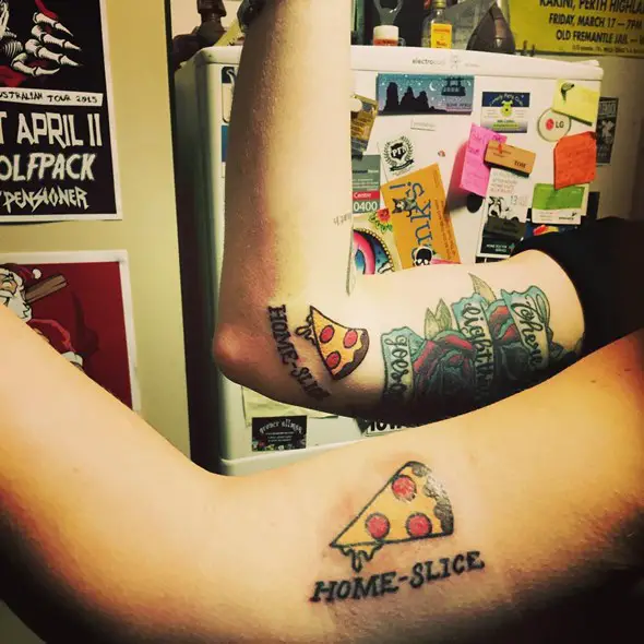 brother and sister matching pizza tattoo