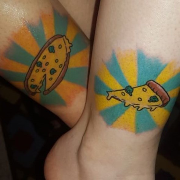 brother and sister pizza tattoos