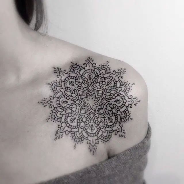 collar bone mandala tattoo ideas