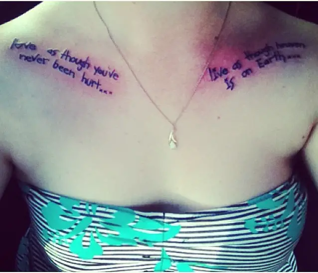 collar bone to collar bone quote tattoos