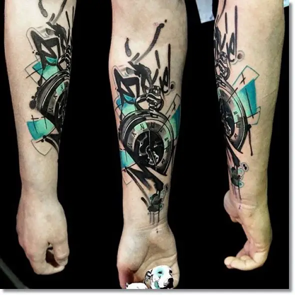 cool broken pocket watch tattoo meaning