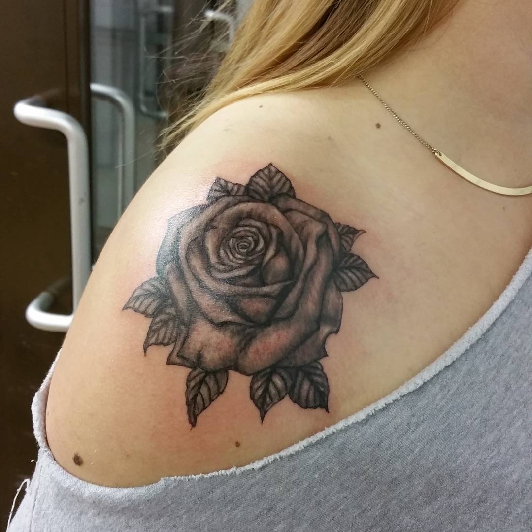 rose tattoo outline shoulder