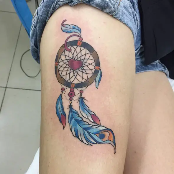 dreamcatcher tattoo on thigh pain level