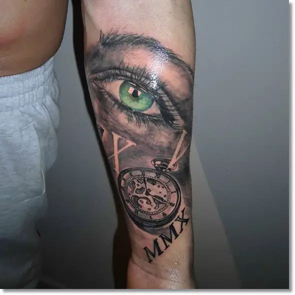 forearm pocket watch tattoos