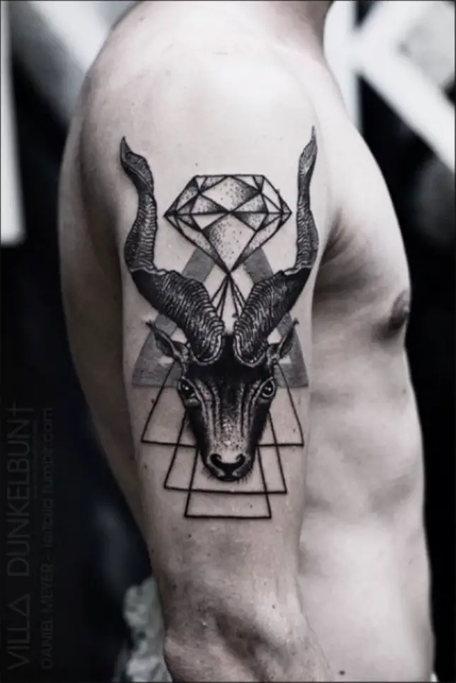 heart geometric tattoo thigh