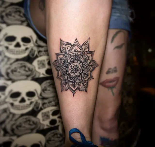 mandala leg tattoo design