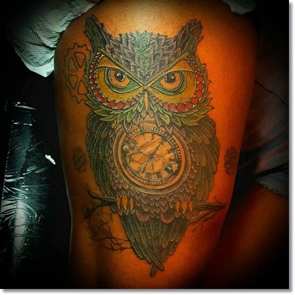owl with pocket watch tattoo meaning