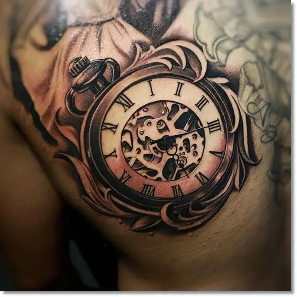 pocket watch tattoo placement