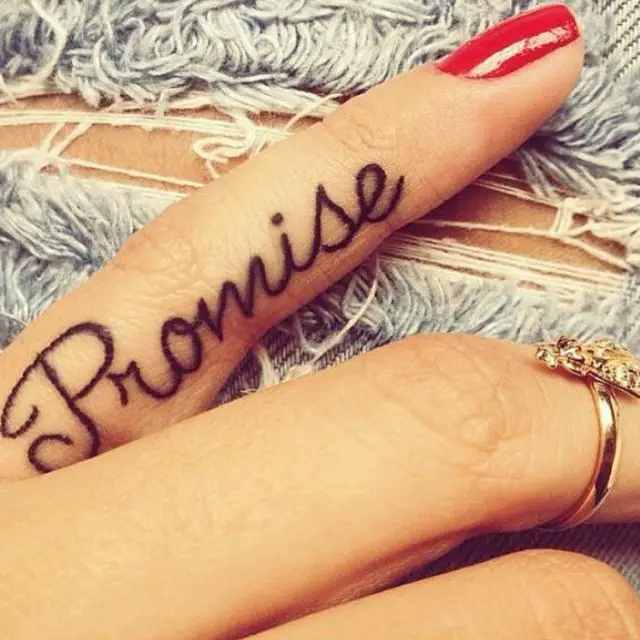 promise tattoo on little finger