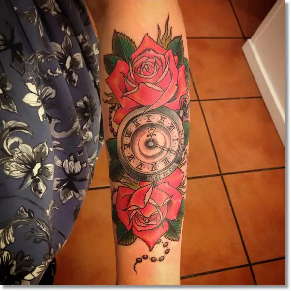 rose and pocket watch tattoo tumblr