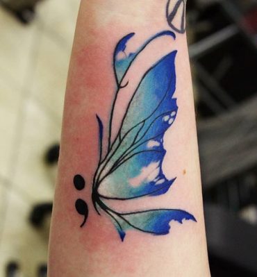 semicolon tattoo butterfly