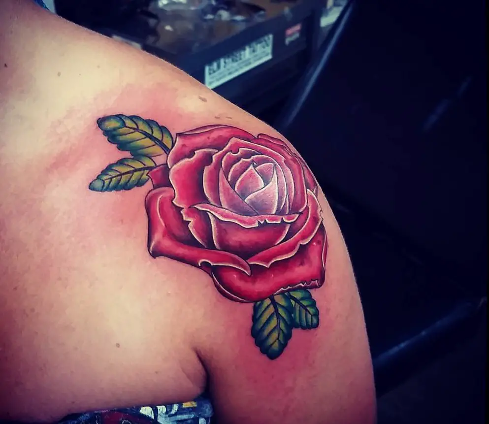 shoulder rose tattoos