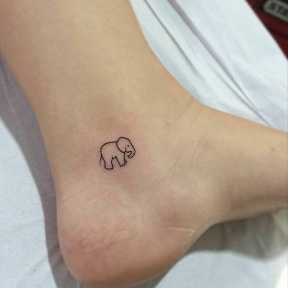 small baby elephant ankle tattoo tiny