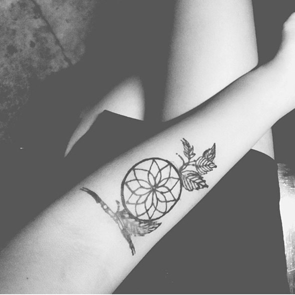 small dreamcatcher forearm tattoo design