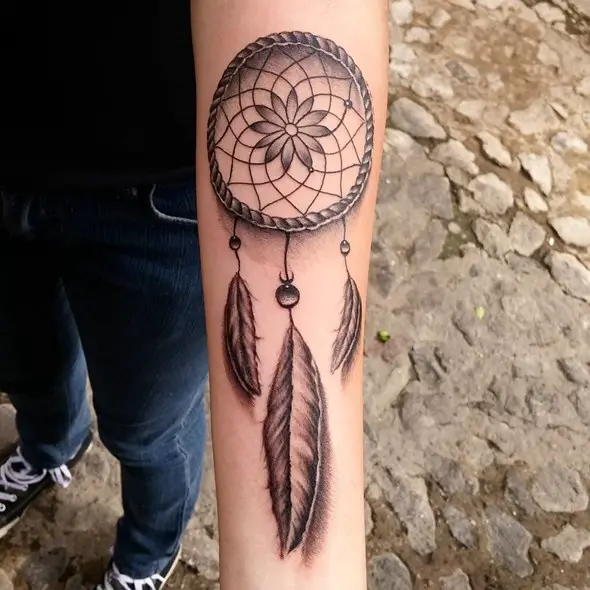 small dreamcatcher forearm tattoo ideas