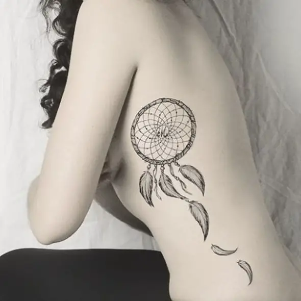 small dreamcatcher tattoo designs on ribs