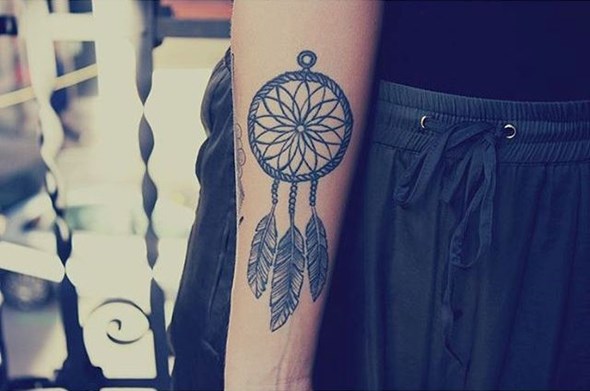 small dreamcatcher tattoo ideas on forearm