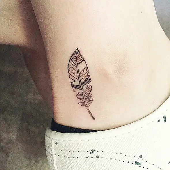 small feather ankle tattoo designs