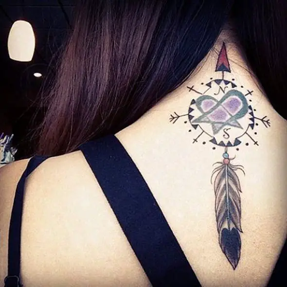 small native feather tattoo