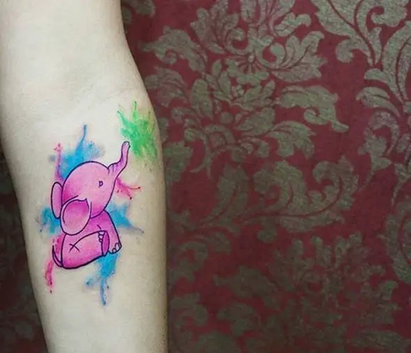 tiny elephant tattoo watercolor